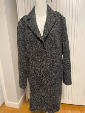 JUINUS Charcoal Gray Wool 80% Long Coat Korean Vintage Size M